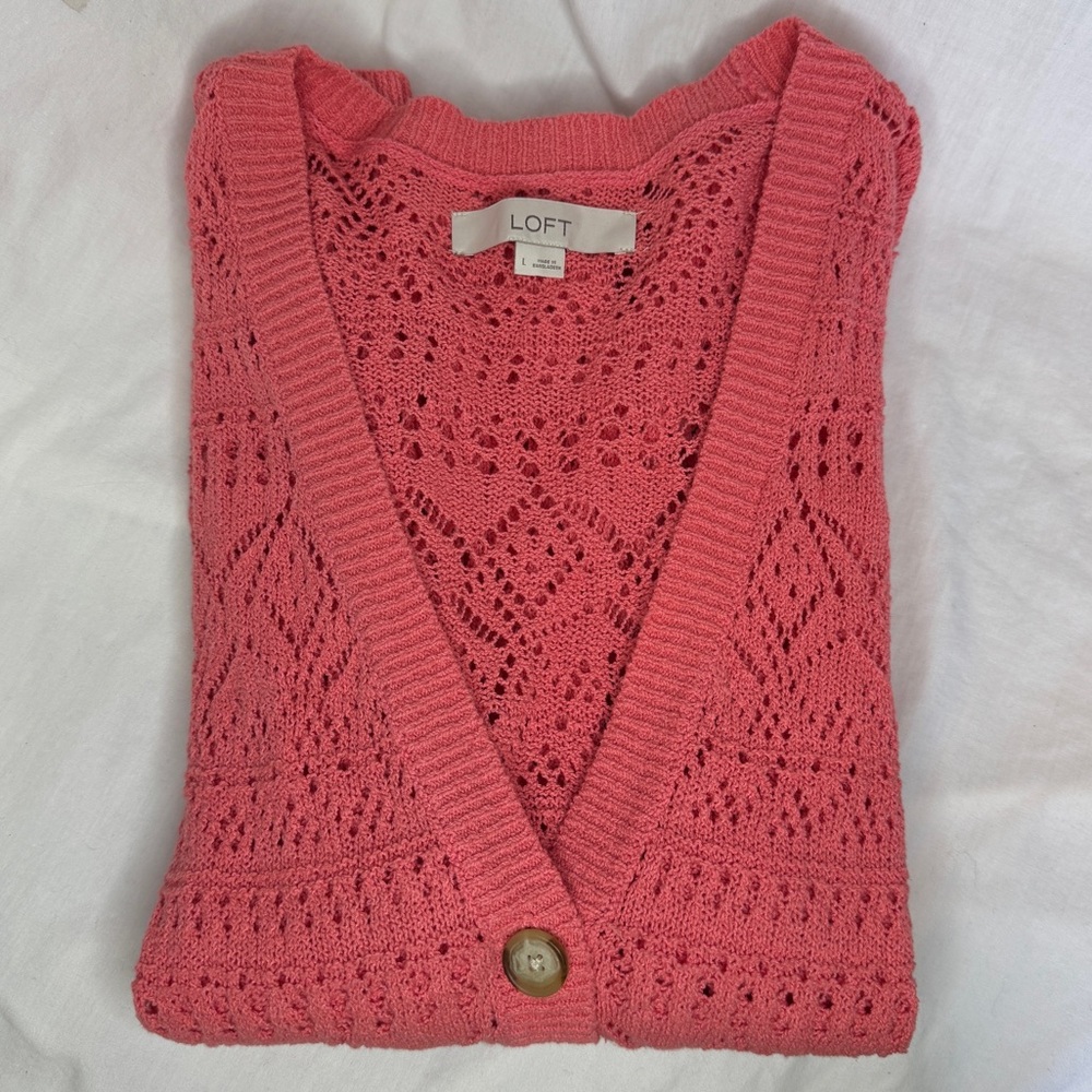 LOFT Women's Coral knit Cardigan